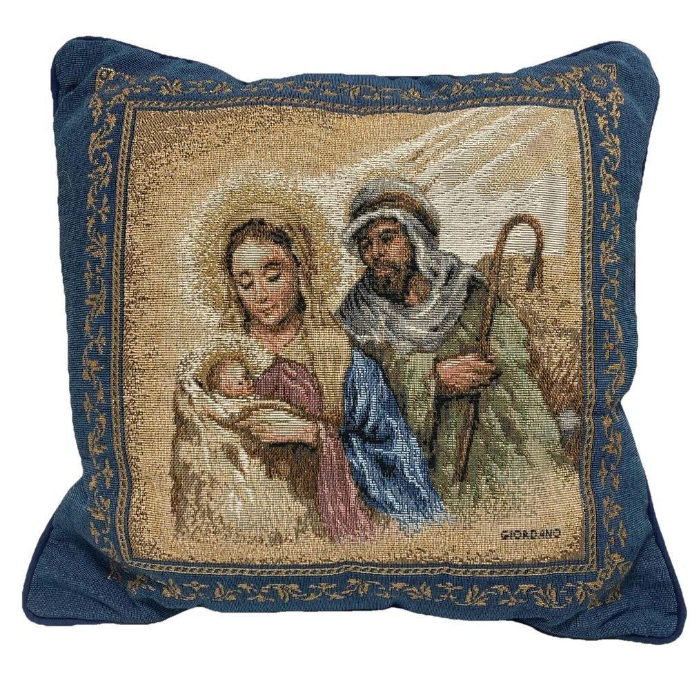 Riverdale Christmas Decorative Tapestry Throw Pillow Baby‎ Jesus Mary & Joseph